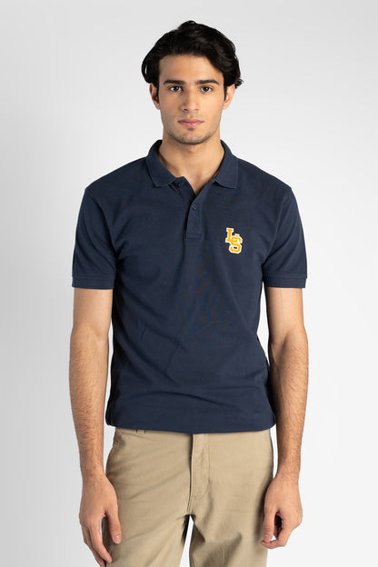 Levi's men's navy polo shirt with yellow chest logo