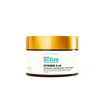 Vitamin C+E face cream jar with gold lid
