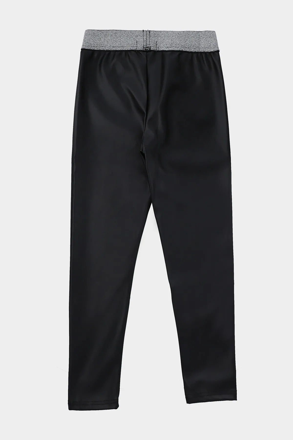 Babyshop black trousers with gray waistband, drawstring and front seam