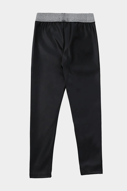 Babyshop black trousers with gray waistband, drawstring and front seam