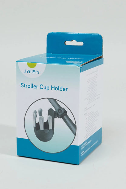 Stroller cup holder package, blue and white box for black holder