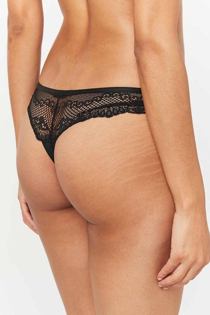 NEXT black lace thong with side mesh panel