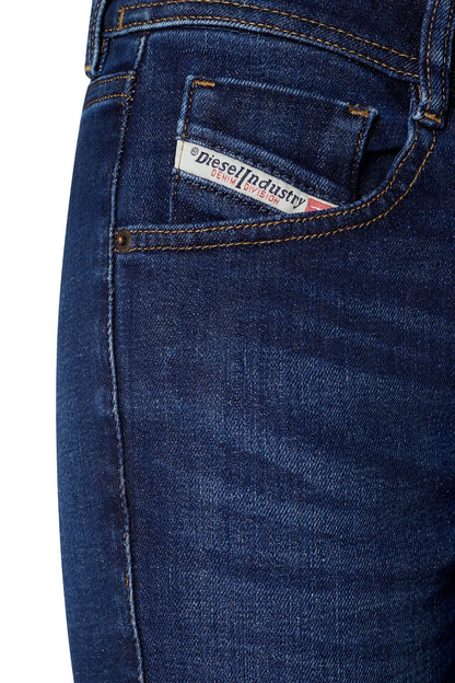 Diesel denim jeans close-up of coin pocket and logo label on the right front