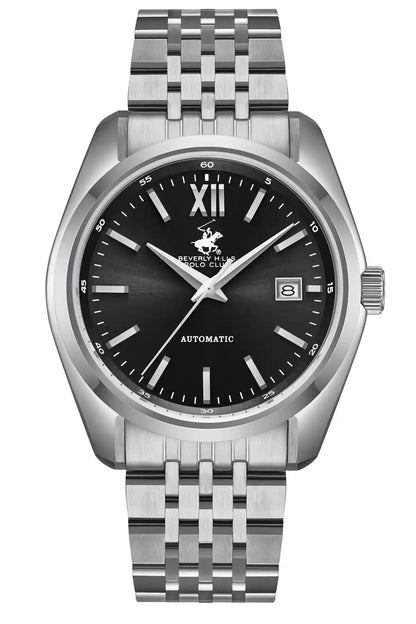 BHPC automatic stainless steel watch with black dial and date window