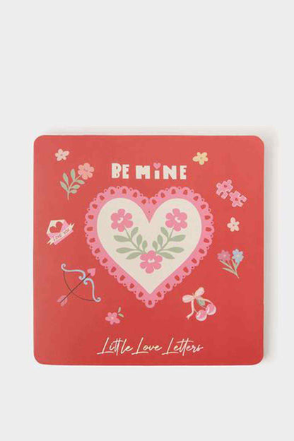 Red be mine heart letter writing pad with floral detail on front cover