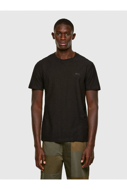 Black crewneck T-shirt with small chest logo
