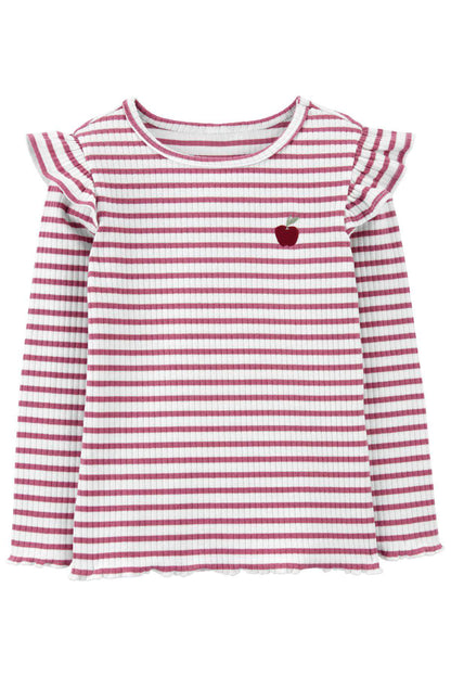 Carter's striped baby shirt with red heart applique and short sleeves