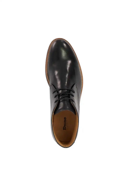 Dune London black lace-up ankle boot with brown welt and rubber sole