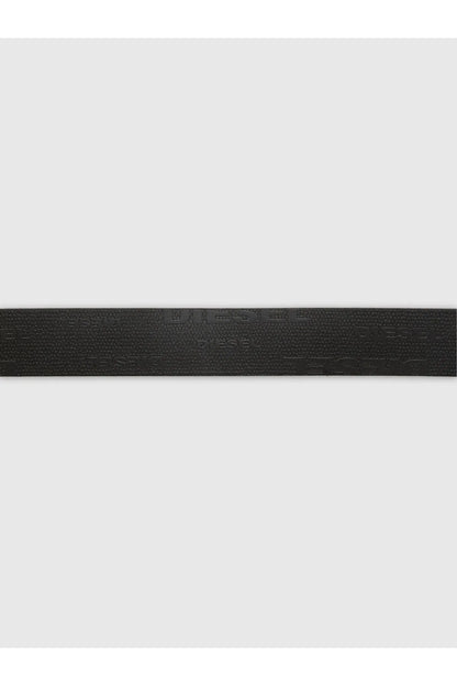 Diesel black embossed belt strap close-up