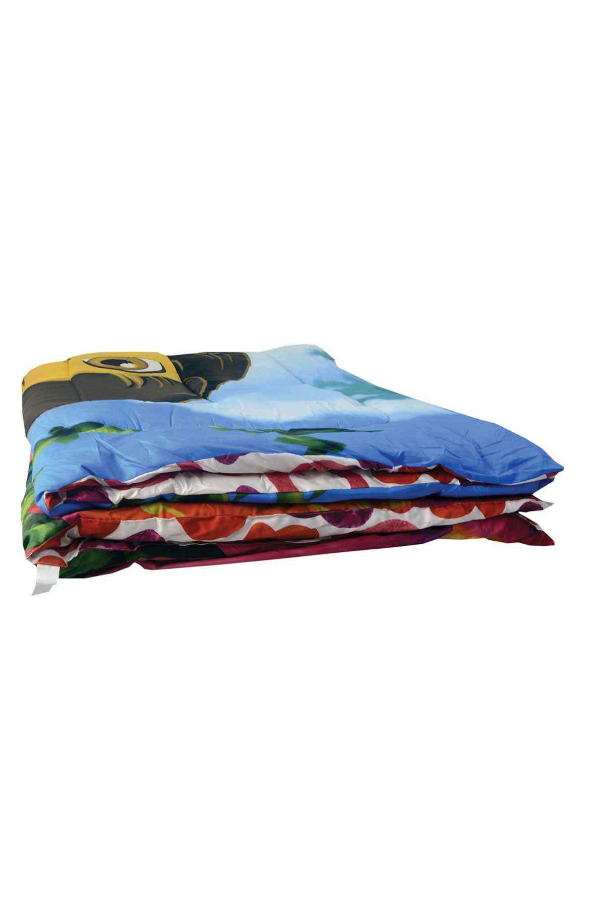 Kids Dora comforter set stack with multicolor bedding and character face prints