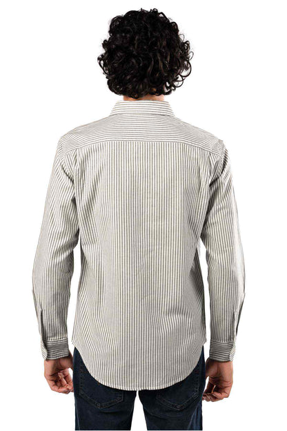 Levi's striped button-up shirt, long sleeves, button front, back view