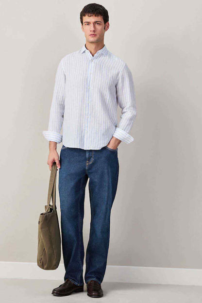 NEXT dark blue denim jeans with straight leg and button waist