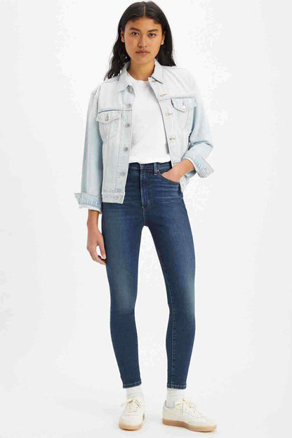 Levi's dark indigo denim skinny jeans with button-and-zip fly