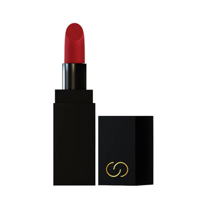 Conatural velvet lipstick in deep red, black square tube with exposed bullet