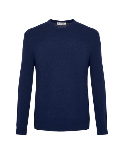 Crewneck cashmere-blend sweater, dark blue, long sleeves