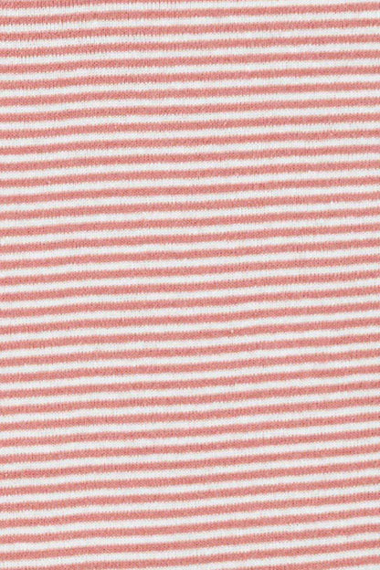 Pink-and-white horizontal striped knit fabric