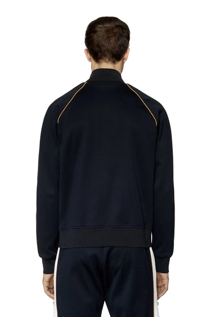 Diesel black zip track jacket with stand collar, back view