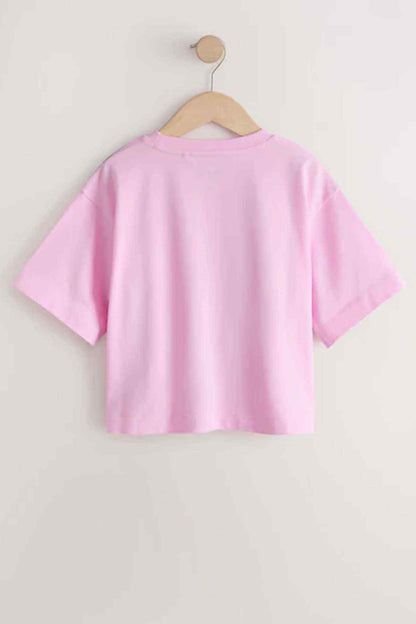 Pink kids T-shirt on hanger, plain back