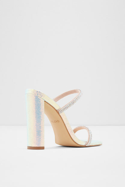 ALDO metallic multi peep-toe heeled sandal with rhinestone straps and block heel