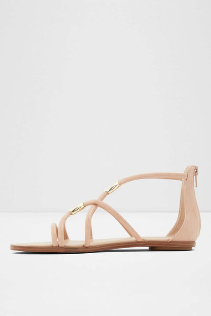 ALDO tan flat sandals with open toe and crisscross straps
