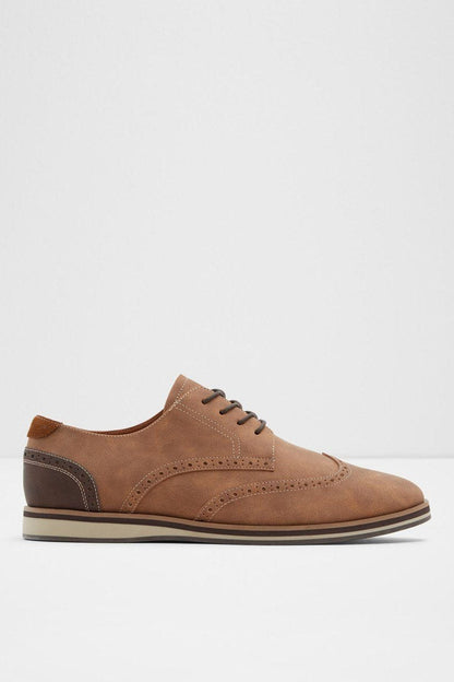 ALDO cognac suede lace-up oxford shoe with dark side panels