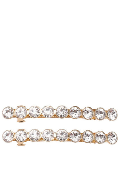 ALDO gold-tone rhinestone hair barrette set with two rows of clear stones