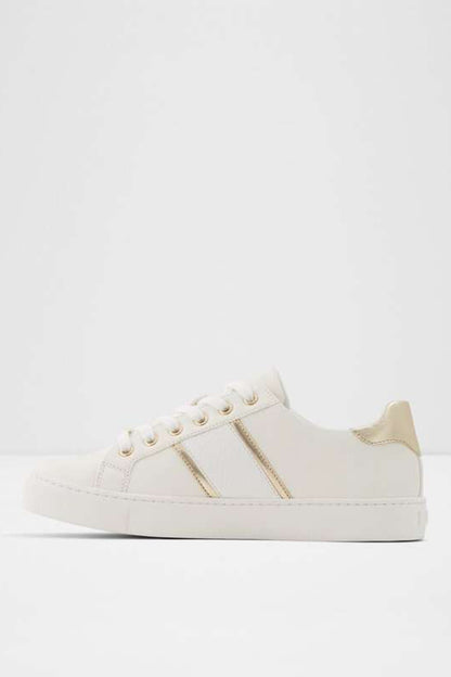 ALDO low-top sneakers with gold double stripes, lace-up design and off-white rubber sole