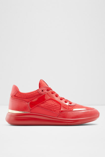 ALDO red low-top sneakers with gold heel trim