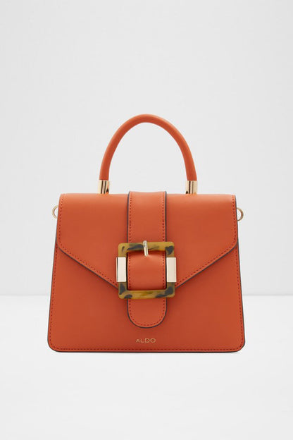 ALDO dark orange structured top-handle handbag with front buckle and flap