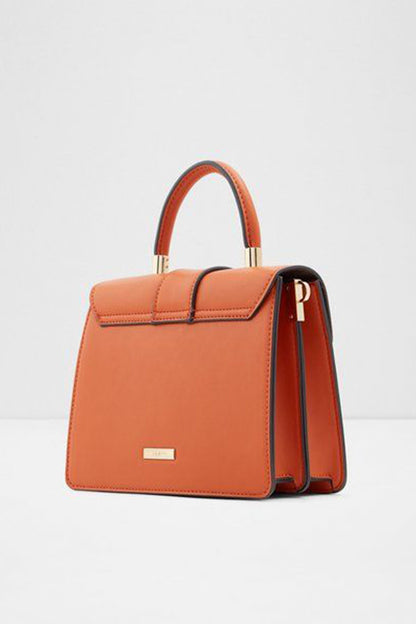 ALDO dark orange top-handle handbag with logo plaque and side zipper detail