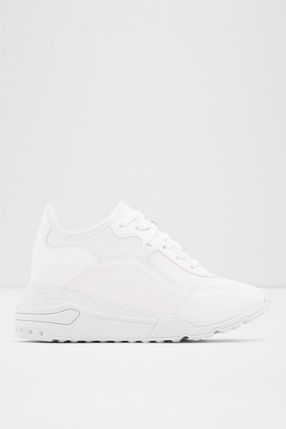 ALDO white lace-up platform sneaker with padded collar and visible outsole