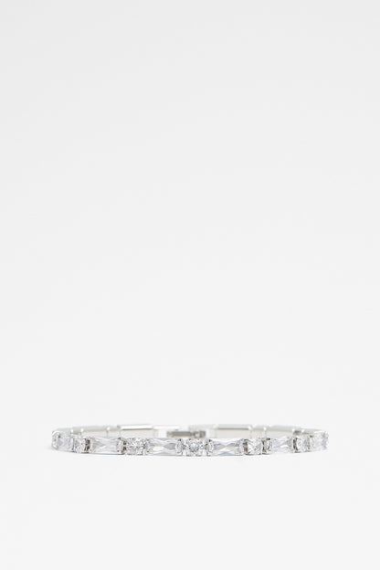 ALDO clear crystal tennis bracelet with row of square and round stones