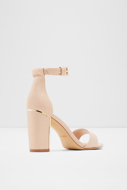 ALDO light pink block-heel sandal with ankle strap, peep-toe