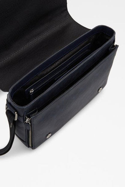 Navy ALDO crossbody bag with front zipper pocket and adjustable shoulder strap