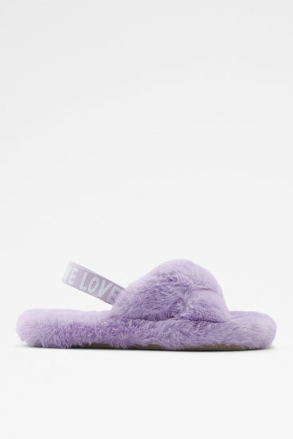 ALDO light purple fuzzy slide slippers with wide cross strap