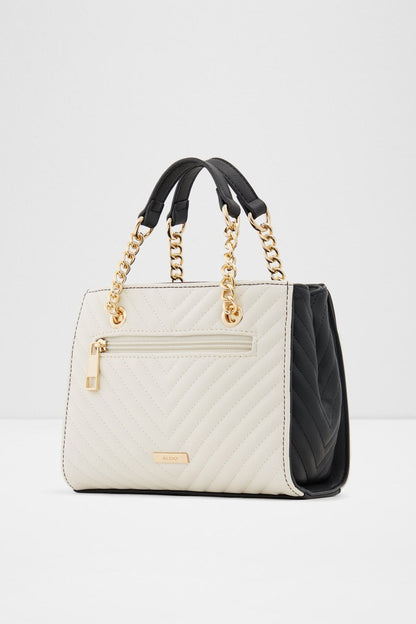 ALDO small two-tone tote bag with gold chain handles and front zipper pocket