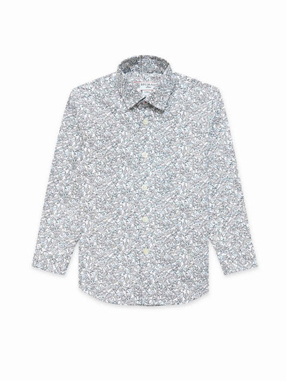 Brumano light blue patterned cotton button-up shirt with long sleeves