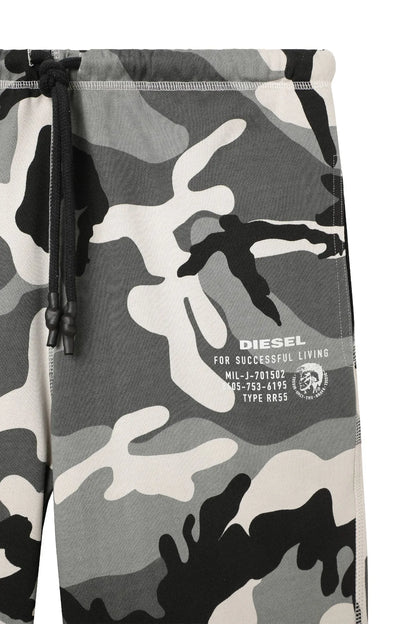 Diesel grey camouflage sweatpants with drawstring and printed leg branding