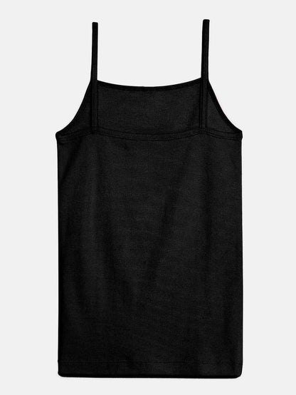 Thread camisole tank top, black spaghetti straps and scoop back