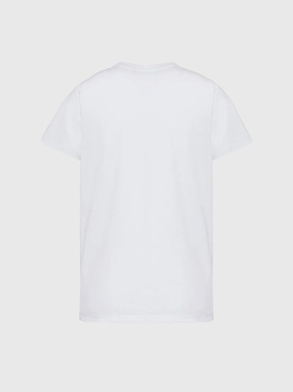 White plain T-shirt with short sleeves and crew neck