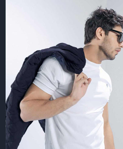 Fitted quilted hooded jacket, close-up of hood and shoulder with dark padding
