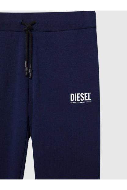 Dark blue jogger pants with drawstring and DIESEL logo patch
