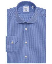 Camicissima dress shirt in dark blue micro-check, button-front and spread collar