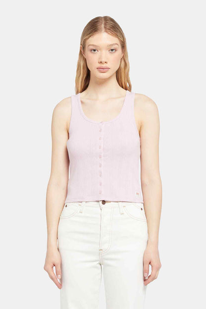 Levi's pink sleeveless henley top with button front