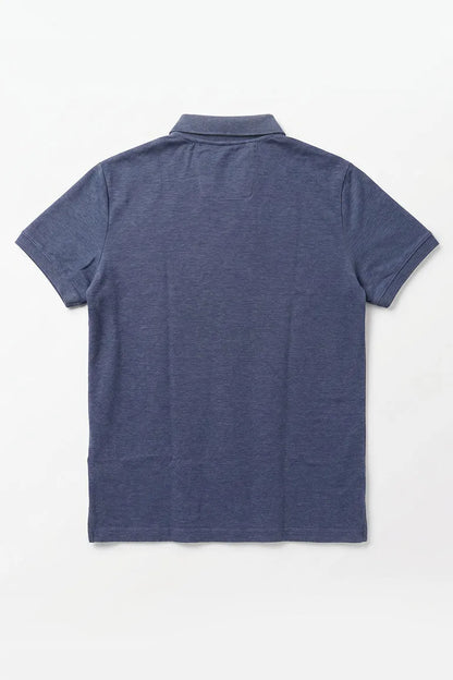Flat back navy heather short-sleeve polo shirt