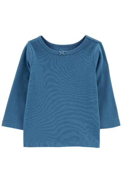 CARTER'S blue long-sleeve top with crew neck and subtle seam texture