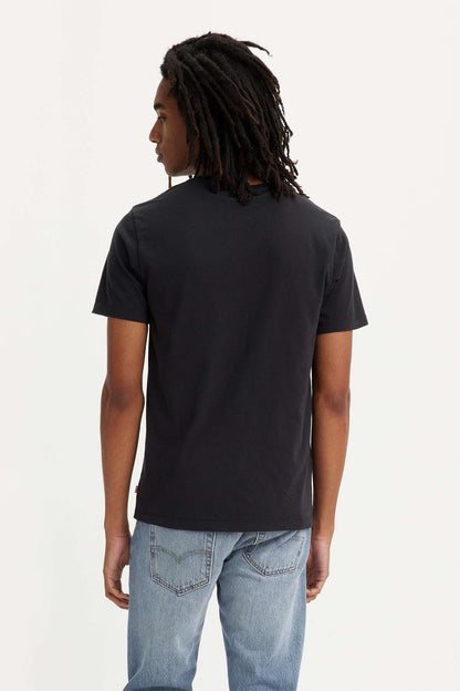 Black crew-neck T-shirt, back view