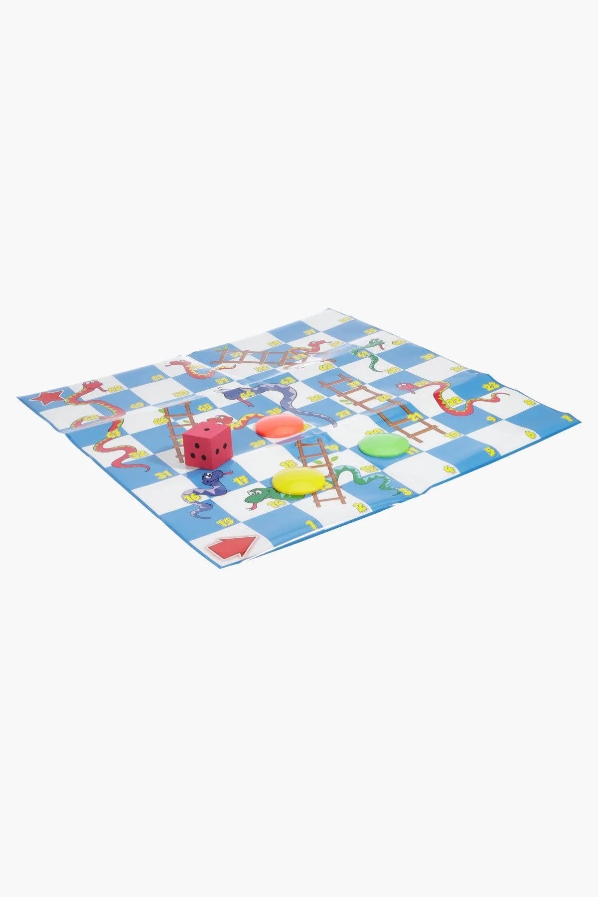 Colorful kids play mat with animal ladder theme, dice icons, and numbered squares