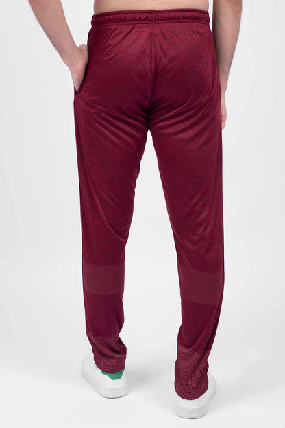 Jockey maroon track pants back view with tapered legs and elastic cuffs