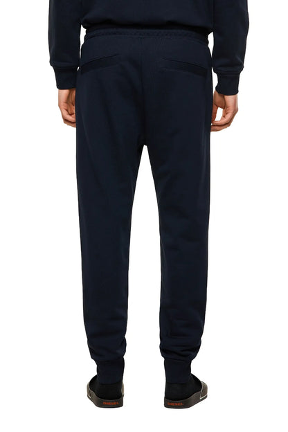Diesel dark blue jogger sweatpants with elastic cuffs and stitched seams